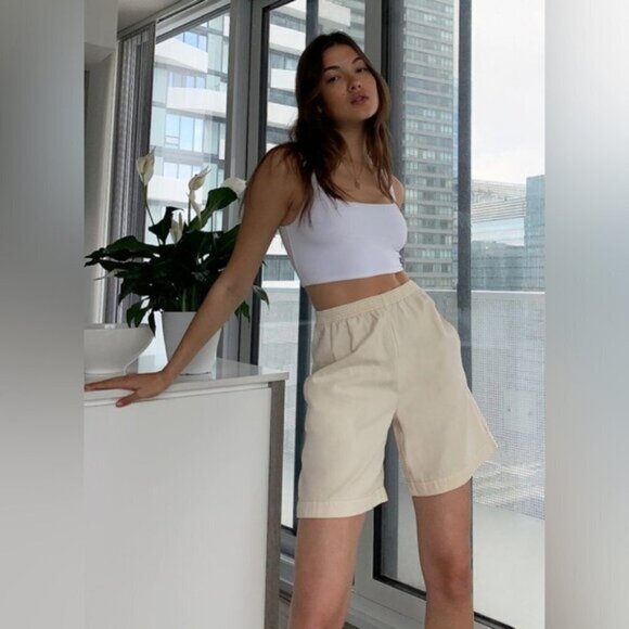 Aritzia Wilfred Free Nova 7" Boxer Shorts High Rise waist  Linen Cotton Size XS - Picture 2 of 15